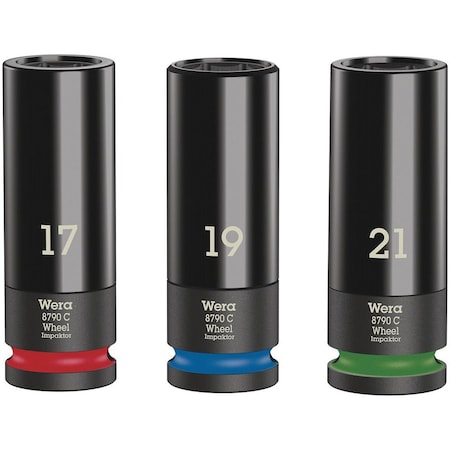 Wera Wheel Impaktor C Set 1 Socket set, 1/2 in drive, 3 pieces 5004595001