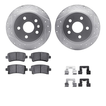 Dynamic Friction Co DFC Rotors-Drilled & Slotted-Silver w/ EURO 5000 Ceramic Brake Pads Incl Hdw 7612-45003
