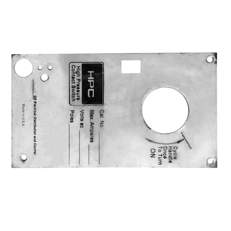 Brah Electric Nameplate For Hpc II, Top Fed, Small Frame Rated 800A - 2000A THPRST