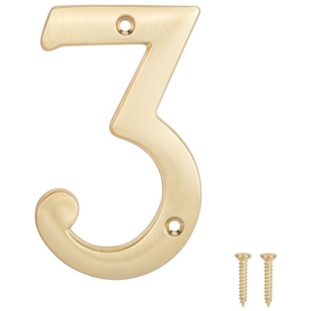 Prosource House Number, Character: 3, 4 in H Character, 2.36 in W Character N-Z043PB3L-PS