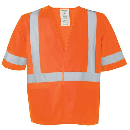 Ironwear Hi-Vis Safety Vest w/Sleeves 2XL Class 3 , Hook & Loop 3 Pockets 1291-O-2XL