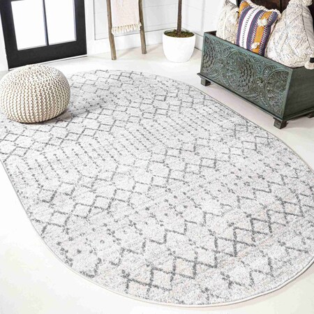 Jonathan Y Moroccan HYPE Boho Vintage Diamond Cream/Gray 4 ft. x 6 ft. Oval Area Rug MOH101B-4OV
