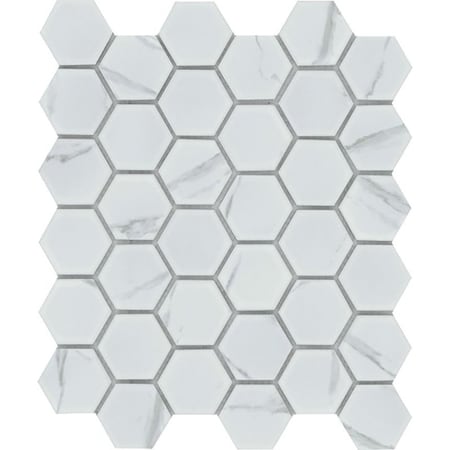 Emser Tile Elegan Series Porcelain Mosaic Tile, 13 in L Tile, 11 in W Tile, Pressed Edge, Calacata, 20PK W95ELEGCA1113MH2M
