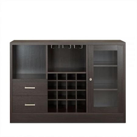 Homeroots 47in Espresso Solid Wood Frame With Five Shelves And Two Drawers 374285
