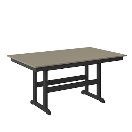 Polybird 38" X 64" TABLE "COUNTER HEIGHT". WEATHERWOOD AND BLACK POLYBIRD P19-C