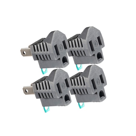 Maximm 2-Prong to 3-Prong Polarized Grounding Outlet Adapter, 4PK, ETL Listed, 4PK U09-GY-4PK