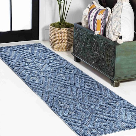 Jonathan Y Balansat Moroccan Diamond Navy 2 ft. x 8 ft. Indoor/Outdoor Runner Rug IBZ100B-28