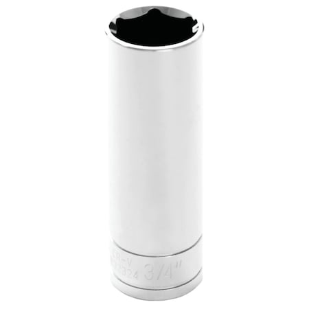 Perform Tool Socket 1/2 In Drive; 3/4 In; Standard; Deep Socket; 6 Point; Polished Nickel Chrome Plated; W32324