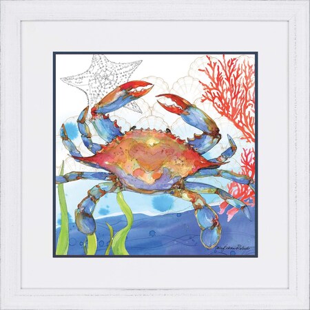 Homeroots Oceana Crab White Framed Print Wall Art 525148