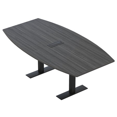 Skutchi Designs 7ft Boat Conference Table With Power | Harmony Series | 6 Person Meeting Room Table HAR-BOT-48X84-T.BK-WA7949-EBLK