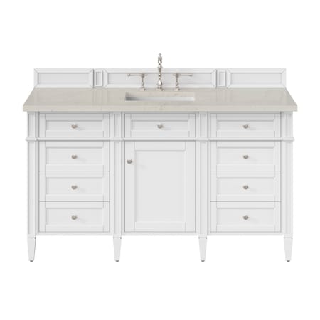 James Martin Vanities Brittany 60" Single Vanity in Bright White, w/ 3 CM Siberian Silestone Top 655-V60S-BW-3SFR