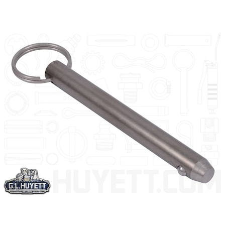 Huyett Detent Pin, 300 Stainless Steel, 0.500 in Dia x 3.800 in Effective Length x 0.505 in Hole Dia DTPS-0500-3800