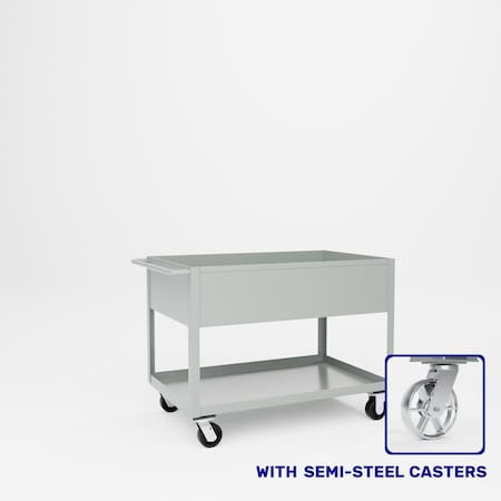 Pucel Tray Top Box Truck, 30 in W x 48 in D x 37 in H, 12 in Deep Box, Semi-Steel Casters, Gray TT-3048-12S