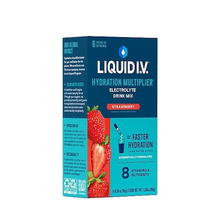 Liquid I.V. Sports Drink Mix, 0.6 oz, Strawberry, PK6 LVM-6015