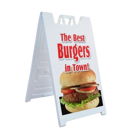 Signmission The Best Burgers In Town!, A-Frame & 2 Sign Inserts, Heavy-Duty Plastic Frame SBHD-C-2436-The Best Burgers In Town!