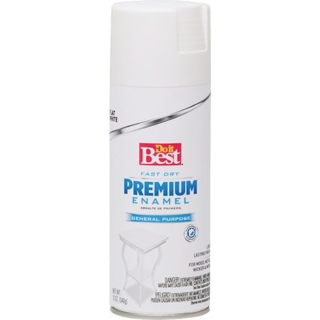 Do It Best Premium Enamel 12 Oz. Flat Spray Paint White 203464D
