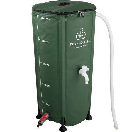 Pure Garden Rain Barrel 26.4-Gal/100-Liter Collapsible Water Container for Catching Rainwater Portable Tank 50-LG1409