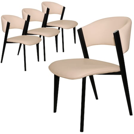 Leisuremod Aspen Modern Leather Dining Chair with Powder Coated Iron Legs, 4PK ACBL51LTP4