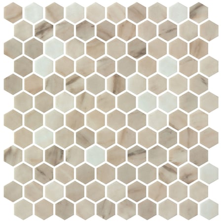Andova Tiles Vargal 1-in. Honeycomb Marble Look  Recycled Glass Hexagon Wall & Floor Mosaic Tile, 11PK ANDVAR1298