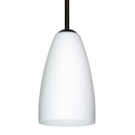 Besa Lighting Besa Riva 9 Pendant, Opal Matte, Black Finish, 1x 9W LED 1TT-151107-LED-BK