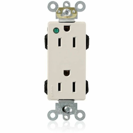 Leviton Straight Blade Receptacle, 5-15R, 15 A, 125V AC, Flush Mount, Self-Grounded M1626-PLT