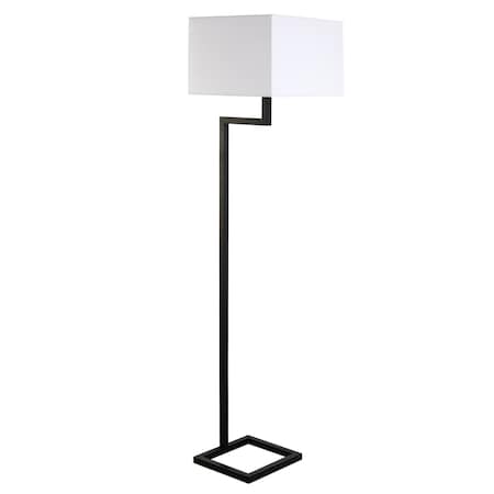 Homeroots 64" Black Floor Lamp With White Frosted Glass Rectangular Shade 523441