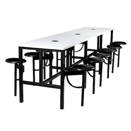 Regency Endure Standing Height Collaborative Table & Chair Set with 12 Pull-Out Stools, White Dry Erase Top 9012-WHT-DVN