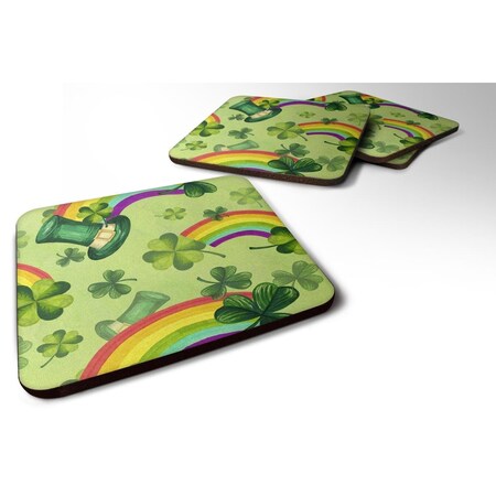 Carolines Treasures Watercolor St Patricks Day Lucky Leprechan Foam Coaster, Set of 4 BB7560FC