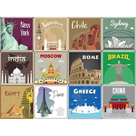 Homeroots 7" X 7" World Traveler Peel And Stick Removable Tiles 390666