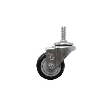 Service Caster 3 Inch SS Black Polyurethane Wheel Swivel 3/8 Inch Threaded Stem Caster SCC SCC-SSTS20S314-PPUB-BLK-381615