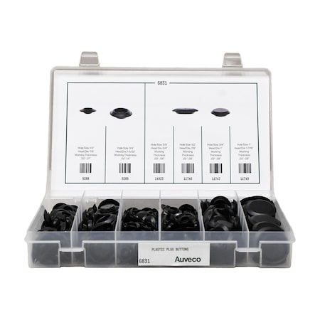 Auveco Plastic Plug Button Quik-Select Kit Assortment 6831