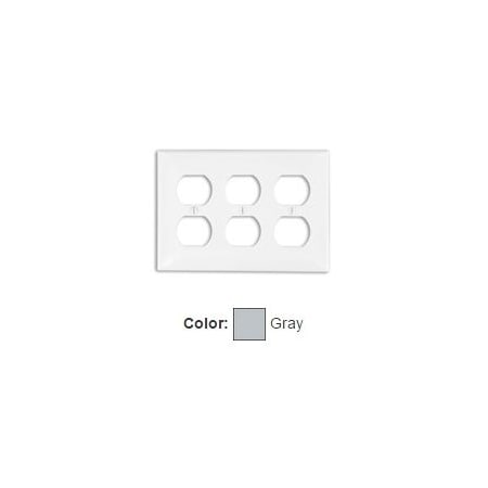 Leviton Receptacle Wallplate, Standard Size, Gang 3, Gray 80730-GY