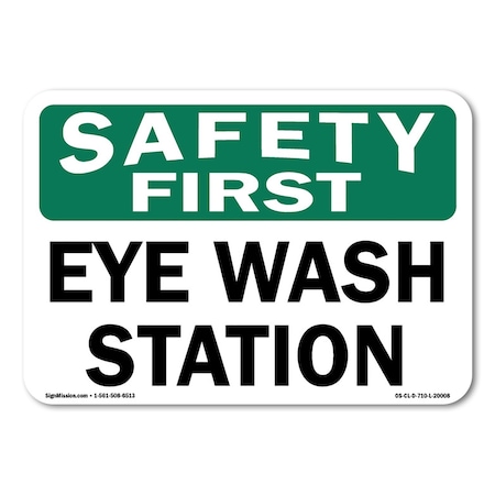 Signmission OSHA Safety First, 3.5" Height, Decal, 5" x 3.5", Landscape, PK10, Eye Wash Station OS-CL-D-35-L-20008-10PK