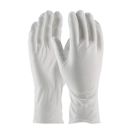 Cleanteam Medium Weight Cotton Lisle Inspection Glove with Unhemmed Cuff, 12", 12PK 97-520/12