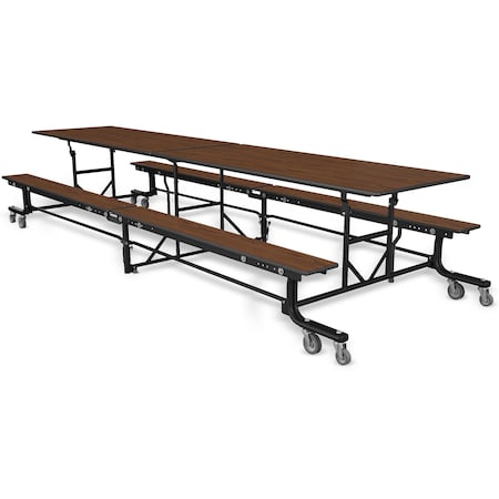 Palmer Hamilton Rectangle Cafeteria Bench Table, 145 in W, 27 in H, Montana Walnut 19F18273012MWTB