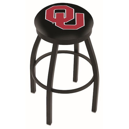 Holland Bar Stool Co 36" Blk Wrinkle Oklahoma Swivel Bar Stool, Accent Ring L8B2B36Oklhma