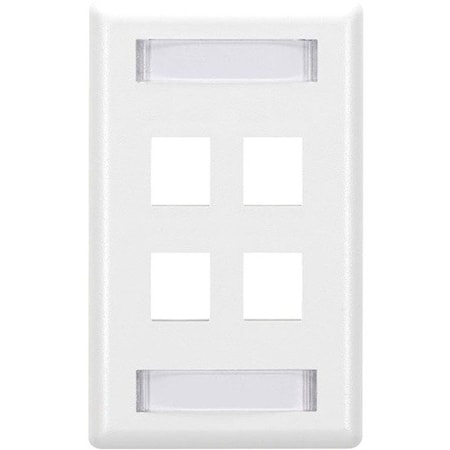 Black Box Gigastation2 Wallplate, 4-Port Single-Gang, White WPT476