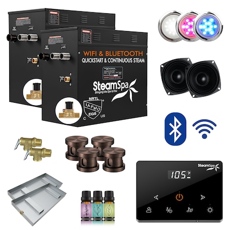Steamspa 24KW Steam Bath Generator, Fully Wireless Remote, BLUETOOTH, WIFI, Auto Drain, Oil Rubbed Bronze BKW2400ORB-A