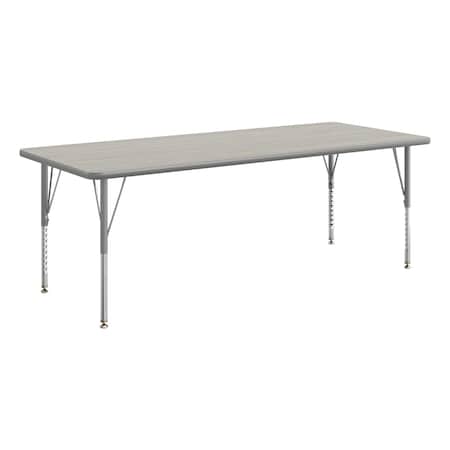 Flash Furniture Wren 72 in x 30 in Adjustable Height Activity Table, Thermal Laminate Top, Short Legs, Light Gray XU-A3072-REC-LTGRY-T-P-GG