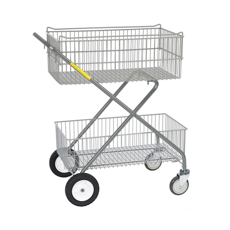 R&B Wire Products Utility Cart, Steel, 40 lb Load Capacity, 2 Shelves, 29-1/2" L, 16" W, 37" H 500