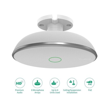 Yealink Ceiling Microphone Built-in 8 array mics Telescopic rod Connects up to units in VCM38