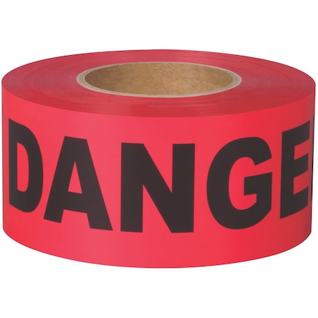 Shurtape Barricade Tape, Danger, Red, 2 - 3 mil, BT 100