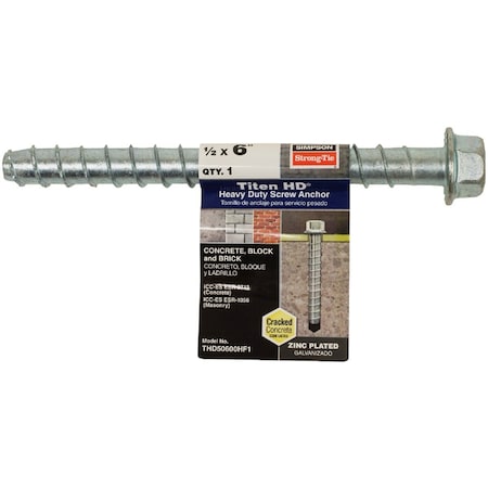Simpson Strong-Tie Titen HD 1/2'' x 6'' Heavy-Duty Screw Anchor THD50600HF1