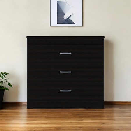Homeroots 32" Black Three Drawer Dresser 544035