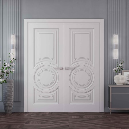Sartodoors Interior Double Doors 36x84 inches White Solid Core Modern Interior ROYAL9855DD-EMAL-3684