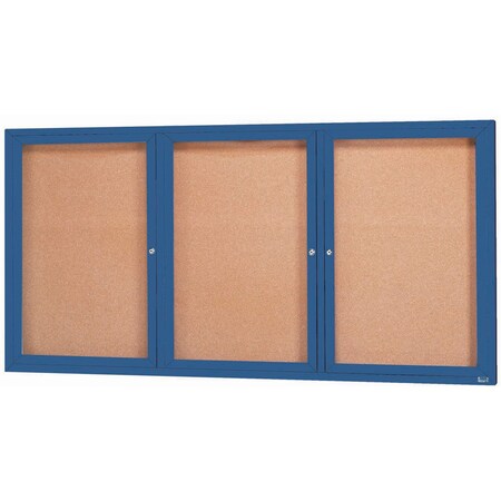 Aarco Illuminated Enclosed Bulletin Board w/ Blue Powder Coated Al Frame, 48''Hx96''W DCC4896-3RIB