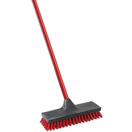 Libman Floor Scrubber, 1.312 in L Trim, PET, Red, 3-1/2 in W Brush, 52 in OAL, Red 547