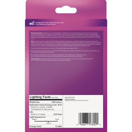 Signify Ultra Definition 100W Equivalent Daylight PAR30L Medium Dimmable LED Floodlight Light Bulb 576009