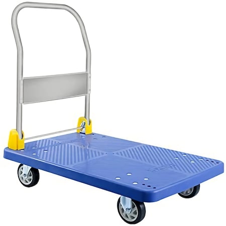 Edendirect 880 lbs. Capacity Platform Truck Foldable Push Hand Cart with Anti-Slip Panel for Easy Transport IR-BLU880
