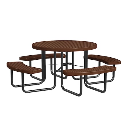 Leisure Craft Round Portable Picnic Table, Brown, 46 in T46ROP-BROWN